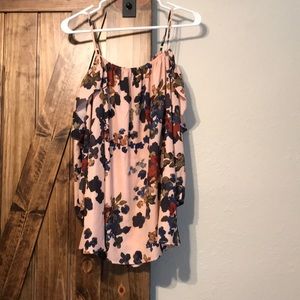 Pink floral off the shoulder BKE top